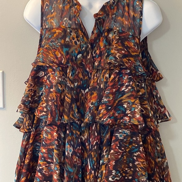 MISA Los Angeles Emogene chiffon dress in Peacock abstract pattern size medium - Picture 6 of 10